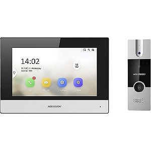 Vídeo Porteiro Hikvision DS-KIS302-P 7" - Preto/Cinza