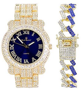Relógio Masculino Charles Raymond L0504B (L0504RNB ZZ Gold Royal Blue)