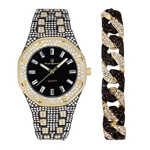 Relógio Masculino Charles Raymond ST10528 TT BLK GLD -C