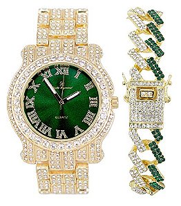 Relógio Masculino Charles Raymond L0504RNB ZZ Gold Money Green