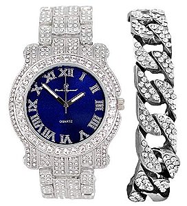 Relógio Masculino Charles Raymond L0504B (L0504RNB Cuban Slv Royal Blue)