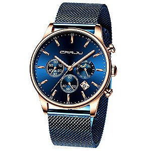 Relógio Masculino CRRJU stainless steel mesh watches
