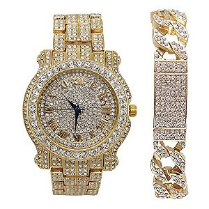 Relógio Masculino Charles Raymond L0504B (L0504RN ID Cuban Gold)