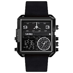 Relógio Masculino SKMEI SKM1584-Black Leather-41mm