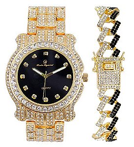 Relógio Masculino Charles Raymond L0504B (L0504DXB ZZ Gold Black Panther)