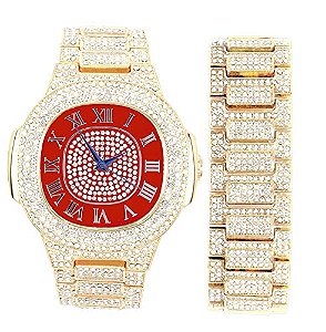 Relógio Masculino Charles Raymond 8475BM (ST10235SD-Gold/Red)