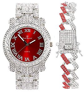 Relógio Masculino Charles Raymond L0504B (L0504RNB ZZ Silver Blood Red)
