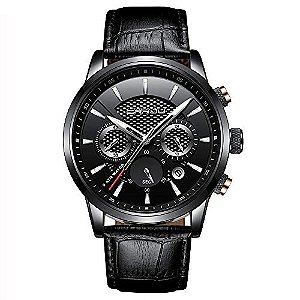 Relógio Masculino CRRJU stainless steel leather watches