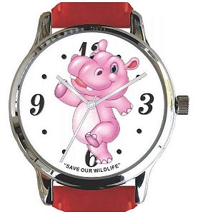 Relógio Feminino Save Our Wildlife Hippo Pink