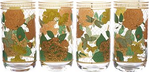 Fitz and Floyd Conjunto de 4 Copos Altos de Suco Vintage Vibe, 19 Onças, Multicoloridos