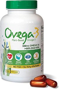 Suplemento diário de Ômega-3 de Alga Vegan Ovega-3, apoia a saúde do coração, cérebro e olhos*, 500 mg de Ômega-3, 135 mg de EPA + 270 mg de DHA, Altern