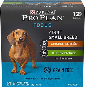 Alimento Úmido Purina Pro Plan para Cães Pequenos - Patê de Frango ou Peru em Molho - Pack Variado de Alimento para Cães de Alta Proteína - (12) Bandejas de 3,5 oz.