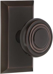 Placa de Estúdio Nostalgic Warehouse com Maçaneta Deco, Passagem - 2.375, Bronze Atemporal