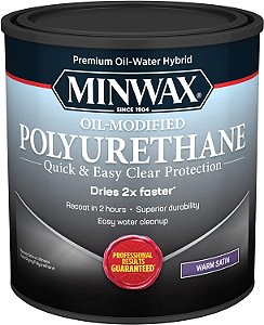 Minwax Poliuretano à base de água modificado com óleo, acabamento acetinado quente, transparente, 1 quarto.