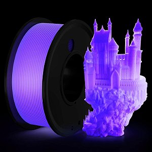 Filamento de Impressora 3D PLA que Brilha no Escuro de 1,75 mm - Material de Impressão 3D Roxo - Precisão Dimensional ±0,05 mm - Pacote a Vácuo de 1KG - Bobina de 1