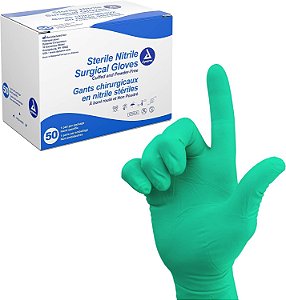 Luvas Cirúrgicas de Nitrilo Estéreis Dynarex, Livres de Pó e Resistente a Perfurações, Usadas em Hospitais, Centros Cirúrgicos e Mais, 6 Mil., Tamanho 7, 1 Caixa