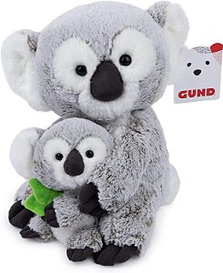 GUND Zozo o Coala com filhote de pelúcia, animal de pelúcia para 1 ano ou mais, cinza/branco, 10”
