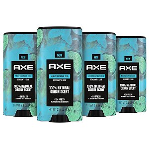 Bastão desodorante AXE para homens Mediterrâneo Cool, desodorante livre de alumínio com fragrância de 100% de origem natural e infundido com óleos essenciais, 2,6 onças (pacote com 4