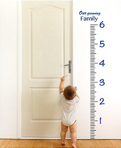 Kit de gráfico de crescimento em vinil Gigante | Régua de altura DIY para crianças Adesivo de fita métrica grande Adesivo de número (Azul escuro, 73x23 polegadas)
