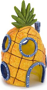 Enfeite de Aquário Oficialmente Licenciado do Bob Esponja Calça Quadrada da Penn-Plax - Casa Abacaxi do Bob Esponja - Grande