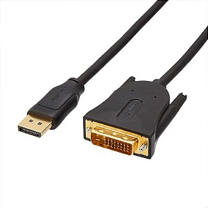 Cabo de DisplayPort para DVI de 10 unidades da Amazon Basics, 1920x1080p, 1080@60Hz, Cabo de Vinil, Plugs Banhados a Ouro, 1,8 Metros, Preto