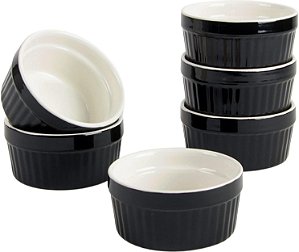 Conjunto de 6 Ramequins 10 Strawberry Street Roma, 4 oz, Preto.