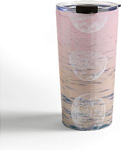 Society6 Emanuela Carratoni Moontime on The Beach Caneca de Viagem, 20oz, Rosa