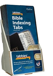 Separadores de Bíblia em Tabbies 20 Pacote com Display Católica Grande Impressão Dourada com Borda, Índice para Antigo e Novo Testamento + Livros Católicos, 96 Separadores (58335)