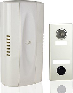 Campainha de porta mecânica de 2 notas e botão de porta com visor, prata