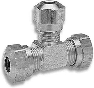 Adaptador em T de compressão de latão Edelmann 916490 para sistemas de freio a ar com tubo de nylon - 5/8