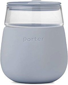 Copo de Coquetel de Vinho W&P Porter com Manga Protetora de Silicone | Ardósia 15 Onças | Para Viagem | Reutilizável | Portátil | Seguro para Lava-Louças