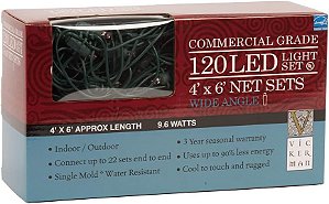 Conjunto de Luzes de Natal LED Rosa de Ângulo Amplo Vickerman 120, Rede, Fio Verde
