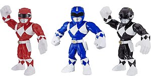 Power Rangers Playskool Heroes Mega Mighties Pacote com 3 Rangers - Rangers Vermelho, Azul e Preto 10 polegadas, Figuras de ação para crianças de 3 anos ou mais (Exclusivo da Amazon)