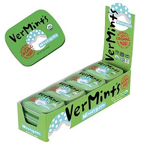 VerMints | Inverno erva | Lata pequena (.63oz/18g) | Pacote com 12 VerMints | Orgânico | Pastilhas para Refrescar o hálito | Pacote com 12 | Pastilhas para Refrescar