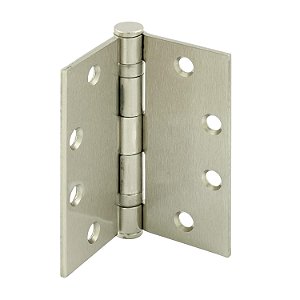 Dobradiça de porta comercial Prime-Line U 1156453, pivô suave com 2 rolamentos de esferas, 4-1/2 pol. x 4-1/2 pol. com cantos quadrados, 4 furos por folha com