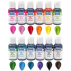 Corantes em Gel Premium de Alimentos Bakery Crafts, Conjunto com 12 Frascos, 7.2 Onças Líquidas, Corante Altamente Concentrado e Seguro para Alimentos, Para Uso com Mistura de Bolo, Buttercream, Glacê