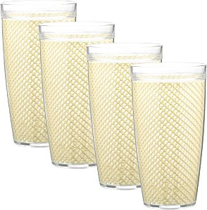 Coleção Fishnet da Kraftware Drinkware com parede dupla, Conjunto de 4, 22 oz, Marfim, 4 unidades
