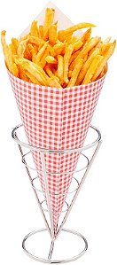 Restaurantware Conetek 11.5 polegadas Eco-Friendly Finger Food Cones: Perfeito para Aperitivos - Cone de Papel Seguro para Alimentos com Estilo de Estampa de Piquenique - Descartável e Reciclável - 100 unidades
