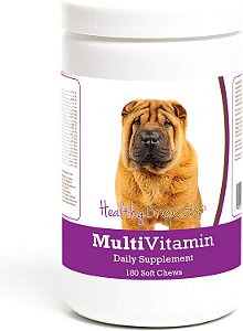 Suplemento Multivitamínico em Mastigáveis para Cães Chinese Shar Pei Saudáveis, 180 unidades.