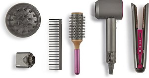 Brinquedos Casdon Dyson - Conjunto de Estilo Deluxe Supersonic & Corrale - Prancha e Secador de Cabelo de Brinquedo com Função Real - Possui Luzes e Sons Interativos - para Crianças a Partir de 3 An