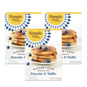 Mix de panqueca e waffle de farinha de amêndoa Simple Mills, Original - Livre de glúten, baseado em plantas, amigável ao paleo, café da manhã 10.7 onças (pacote com 3)