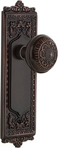Placa Egg & Dart Nostalgic Warehouse 714987 com maçaneta Egg & Dart, Privacidade - 2.75, Bronze Antigo