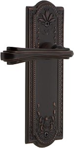 Placa Meadows de privacidade Nostalgic Warehouse com alavanca Fleur em bronze atemporal.