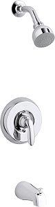 KOHLER TS15601-4SG-CP Coralais(R) Rite-Temp(R) Trim de Válvula de Banheira e Chuveiro com Alavanca, Bico de Encaixe e Chuveiro de 1.75 gpm, Cromado