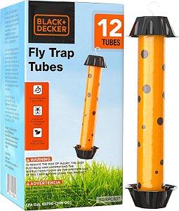 Armadilhas para moscas da fruta e moscas para uso interno da BLACK+DECKER - Armadilha para moscas e mosquitos para casa - Armadilha para mosquitos e moscas para uso externo, 12 pacotes de tubos ades
