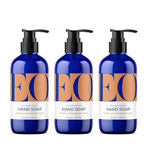 Sabonete Líquido para as Mãos EO, 12 Onças (Pacote com 3), Flor de Laranjeira e Baunilha, Limpeza Suave à Base de Plantas Orgânicas com Óleos Essenciais Puros