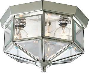 Iluminação Progressiva P5788-09 3-25W CAND CLSE TO CLG, 9-3/4 Diâmetro x 5-7/8 Altura, Níquel Escovado