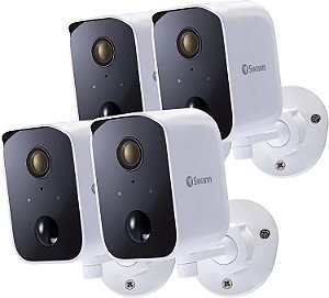 Câmera de Segurança Sem Fio Swann CoreCam, 1080P HD para uso Interno/Externo, Comunicação Bidirecional e Sirene, Detecção de Movimento por Calor, Visão Noturna, IP65,