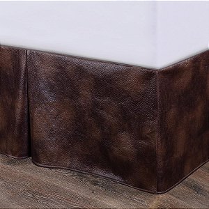 Caminho Paseo pela HiEnd Accents | Saia de cama em tamanho grande de couro falso marrom, roupa de cama rústica para cabanas e alojamentos no estilo ocidental
