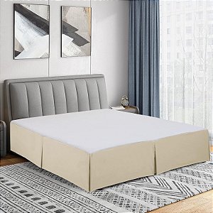 Cathay Home Saia de Cama Fácil de Ajustar com Microfibra Dupla Escovada, Ultra Macia, Resistente a Desbotamento e Amassados - Creme, King